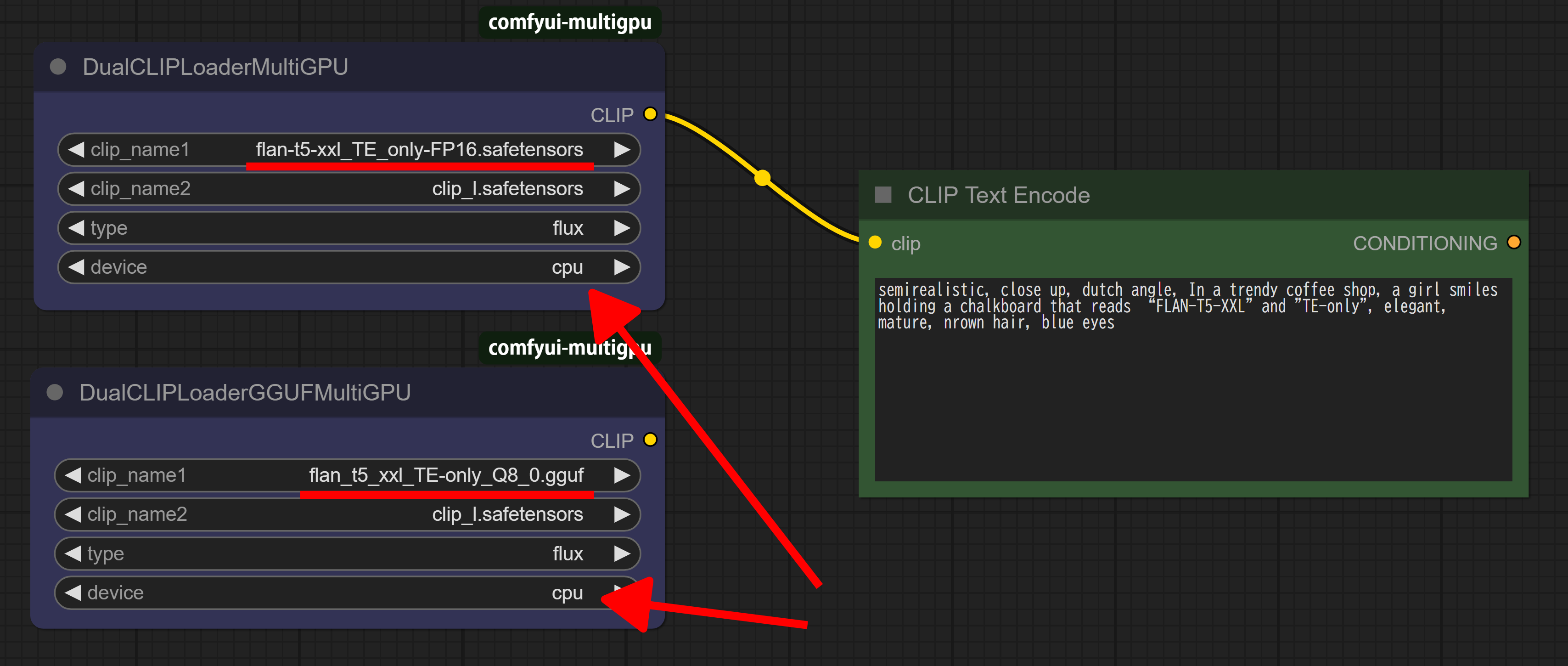 ComfyUI DualCLIPLoaderMultiGPU and DualCLIPLoaderGGUFMultiGPU Custom Nodes